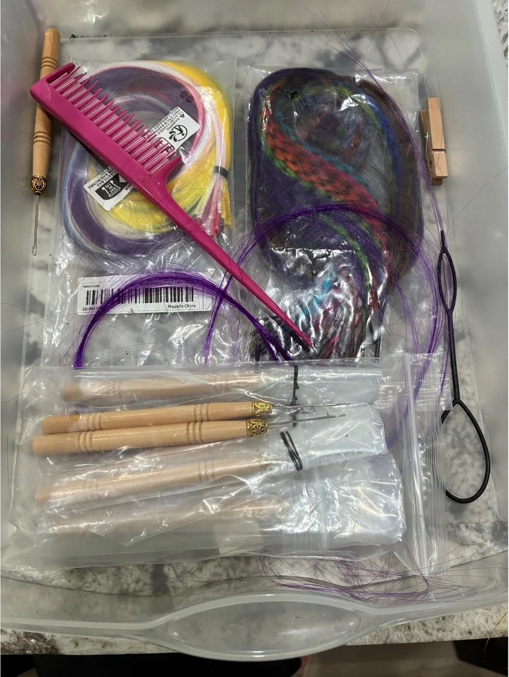 Hair Braiding Accessories Kit with Colorful Synthetic Hair Extensions and Tools
